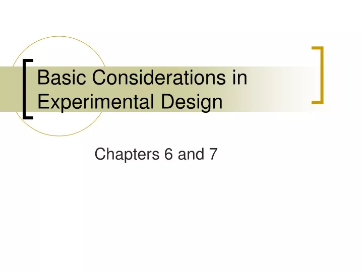 basic considerations in experimental design