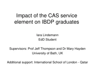 Impact of the CAS service element on IBDP graduates