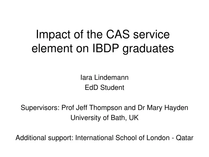 impact of the cas service element on ibdp graduates