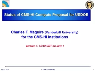 Status of CMS-HI Compute Proposal for USDOE