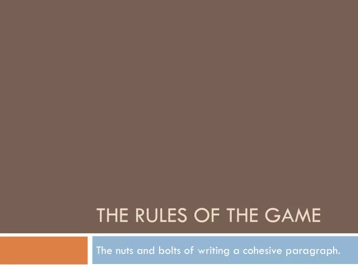 the rules of the game