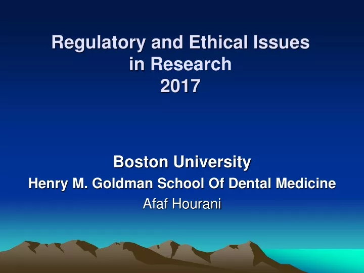 regulatory and ethical issues in research 2017