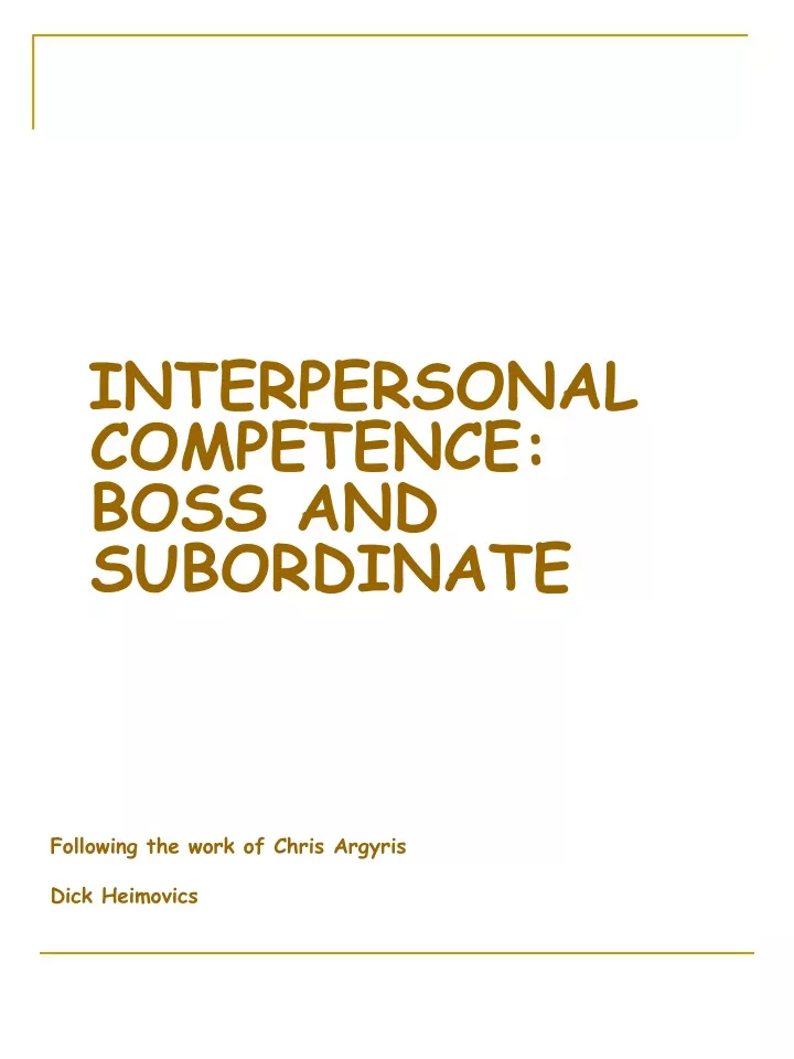 interpersonal competence boss and subordinate