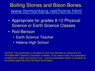Boiling Stones and Bison Bones. formontana/home.html