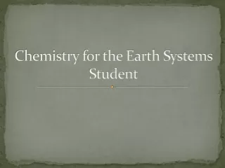 chemistry for the earth systems student