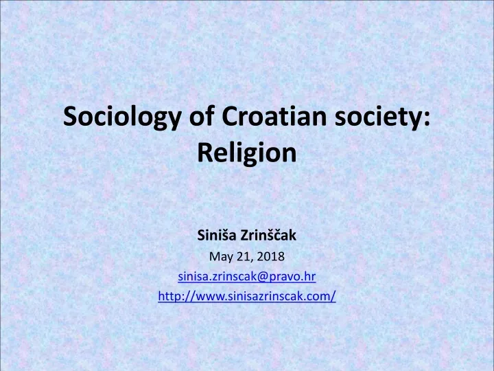 sociology of croatian society religion