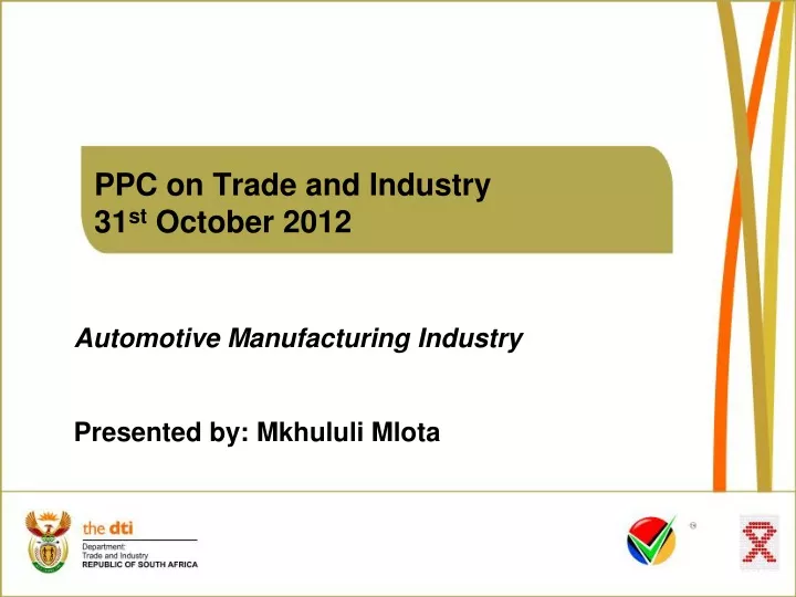 ppc on trade and industry 31 st october 2012