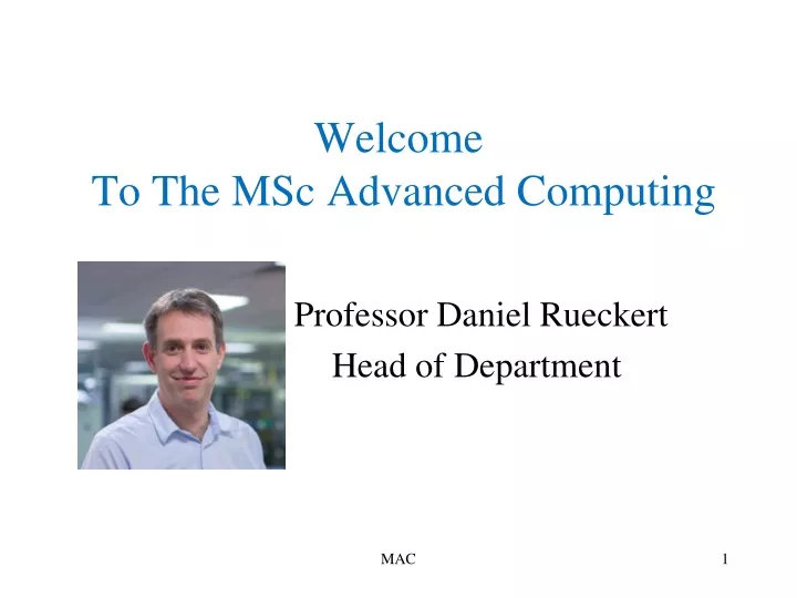 welcome to the msc advanced computing