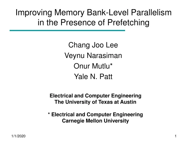 improving memory bank level parallelism