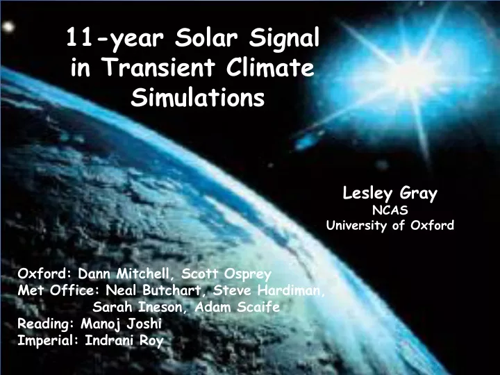 11 year solar signal in transient climate