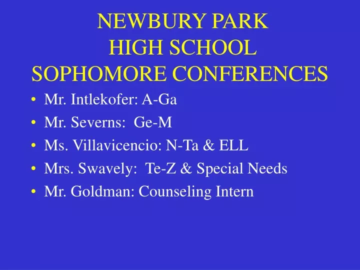 newbury park high school sophomore conferences