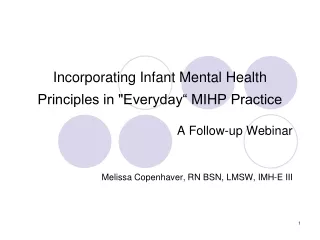 Incorporating Infant Mental Health Principles in &quot;Everyday“ MIHP Practice