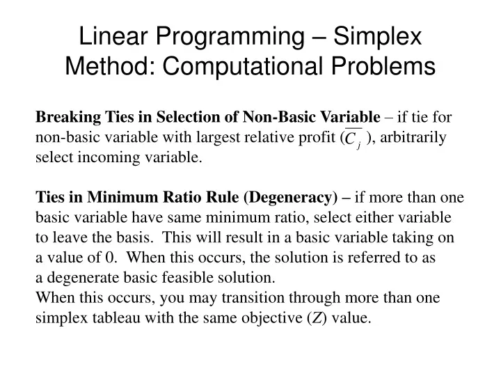 linear programming simplex method computational problems