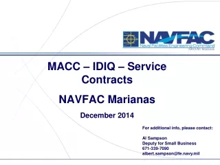 MACC – IDIQ – Service Contracts NAVFAC Marianas December 2014