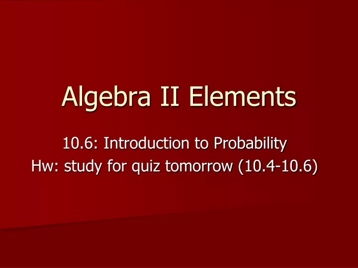 algebra ii elements