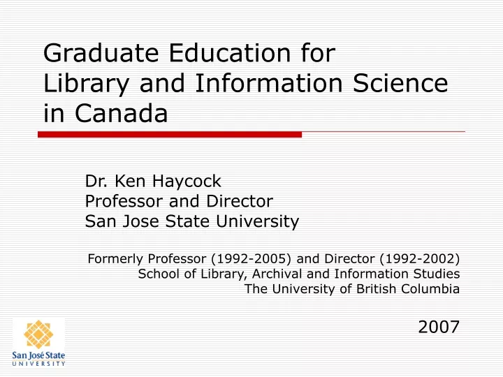 graduate education for library and information science in canada
