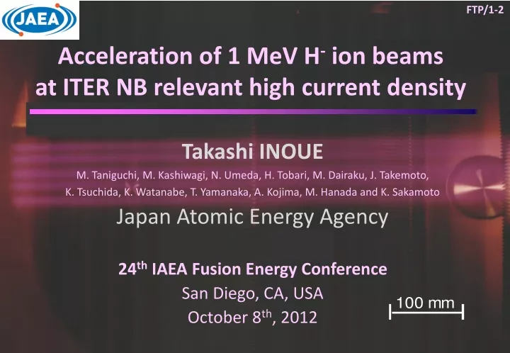 acceleration of 1 mev h ion beams at iter nb relevant high current density