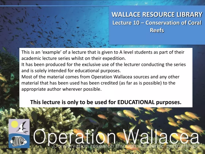 wallace resource library lecture 10 conservation