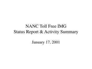 NANC Toll Free IMG Status Report &amp; Activity Summary