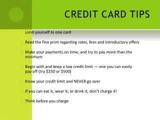 CREDIT CARD TIPS