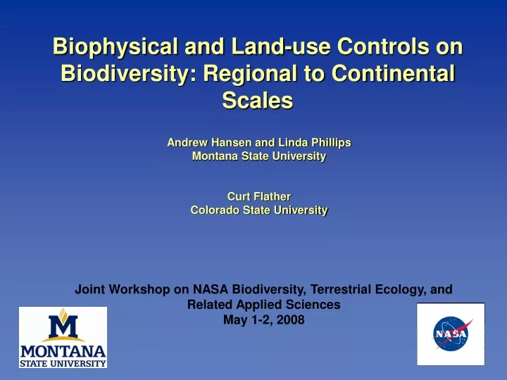 biophysical and land use controls on biodiversity
