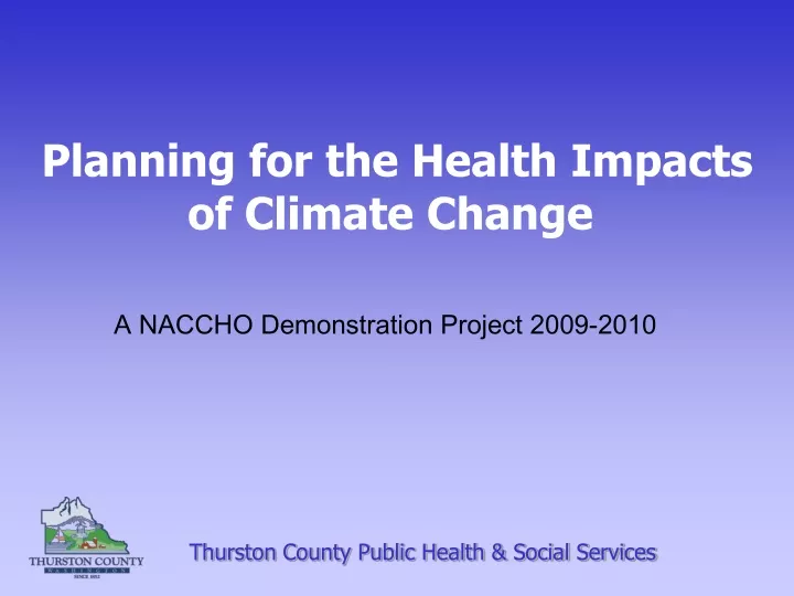 planning for the health impacts of climate change
