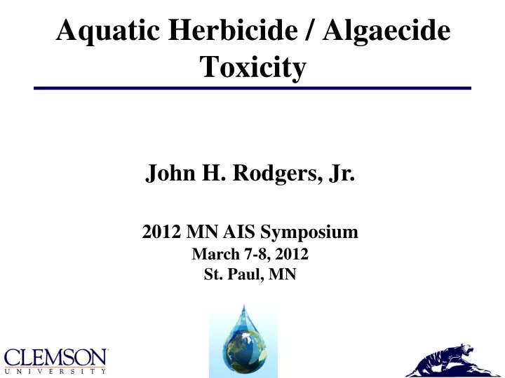 aquatic herbicide algaecide toxicity