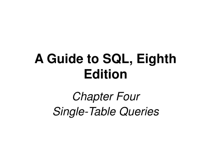 a guide to sql eighth edition
