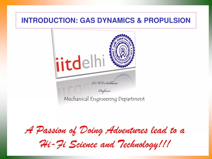 introduction gas dynamics propulsion