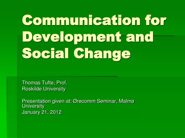 communication for development and social change