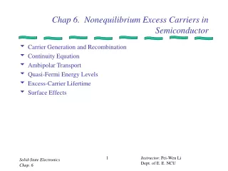 Chap 6.  Nonequilibrium Excess Carriers in Semiconductor