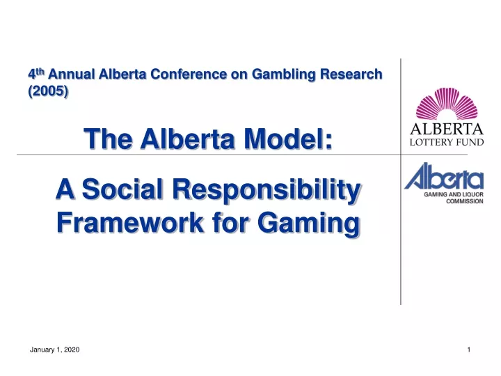 4 th annual alberta conference on gambling research 2005