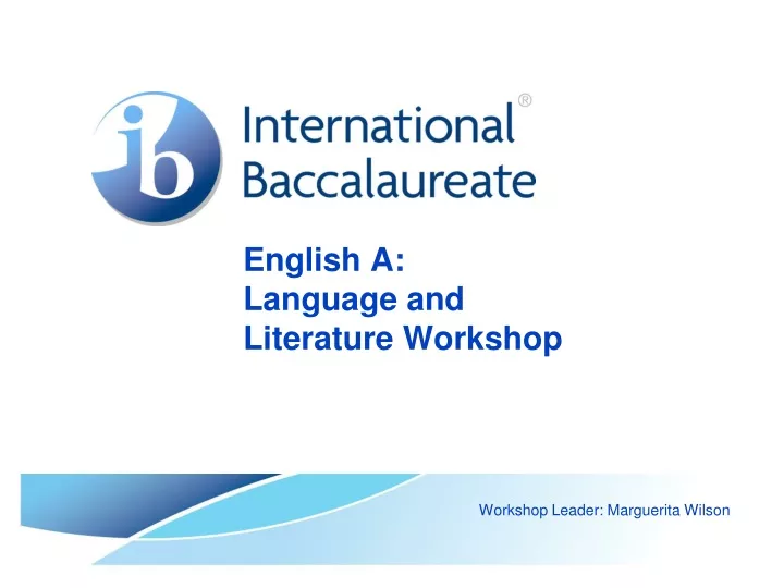 english a language and literature workshop