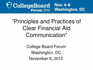 “ Principles and Practices of Clear Financial Aid Communication ”
