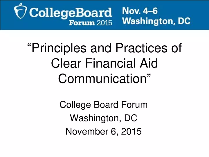 principles and practices of clear financial aid communication