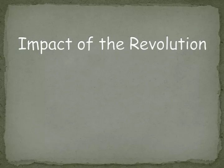 impact of the revolution