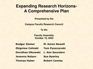 Expanding Research Horizons- A Comprehensive Plan