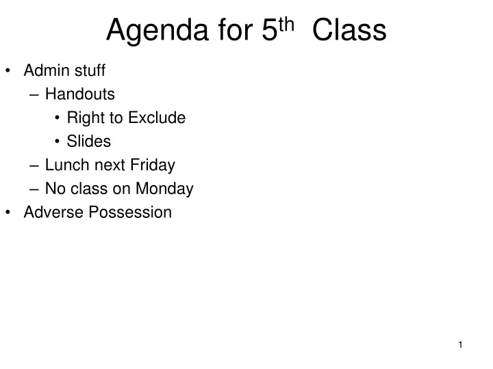 agenda for 5 th class