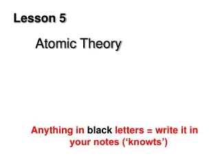 Lesson 5 Atomic Theory