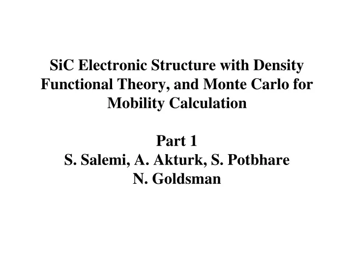 sic electronic structure with density functional