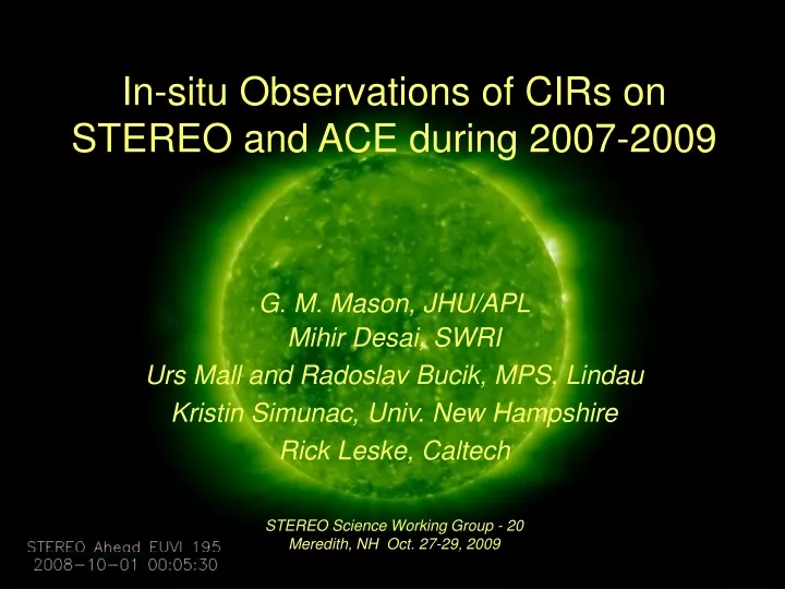 in situ observations of cirs on stereo