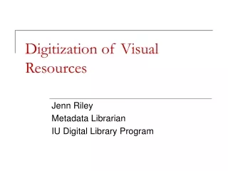 Digitization of Visual Resources