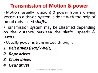 Transmission of Motion &amp; power