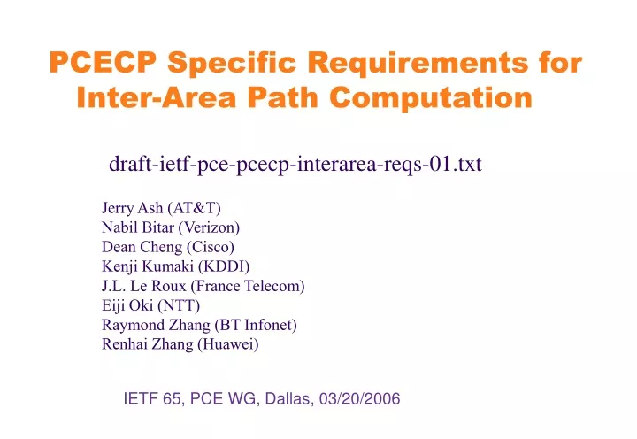 ietf 65 pce wg dallas 03 20 2006