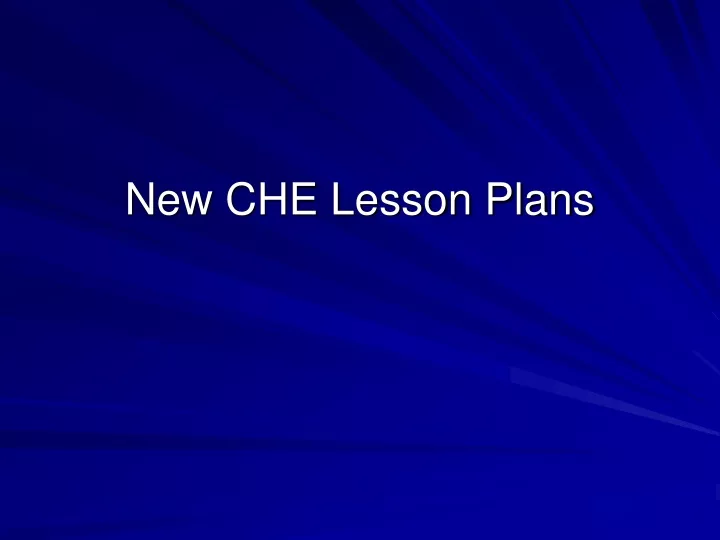 new che lesson plans