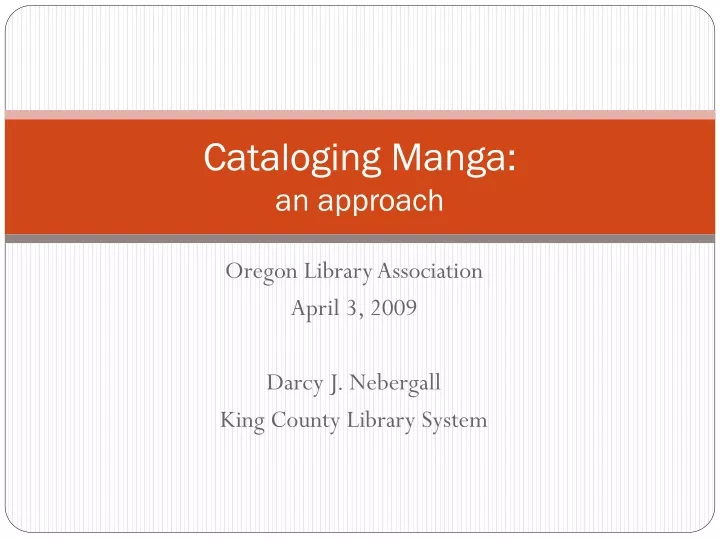 cataloging manga an approach