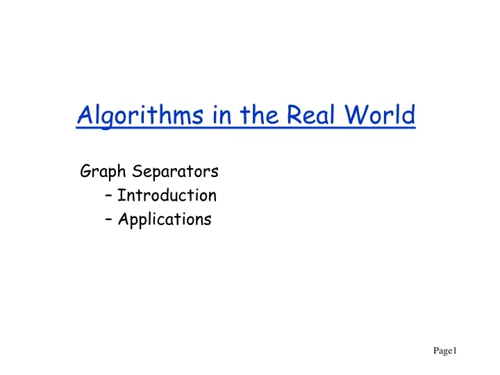 algorithms in the real world