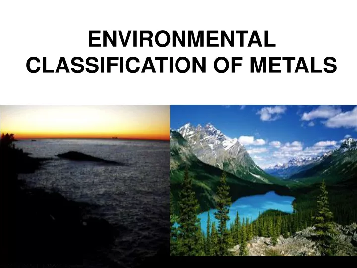 environmental classification of metals