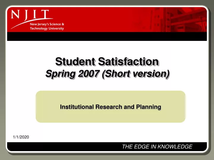 student satisfaction spring 2007 short version