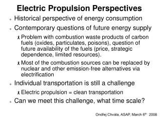 Electric Propulsion Perspectives